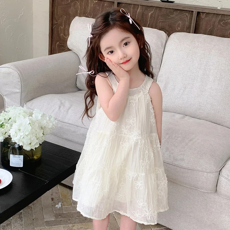 

Детское летнее платье без рукавов, с цветочным принтом