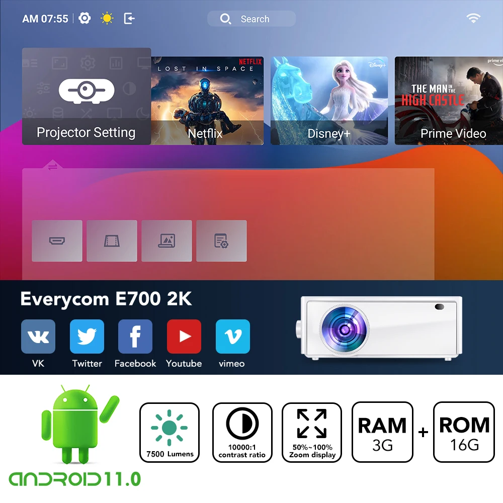 TouYinger K2 DLP Bluetooth Smart Android Projector Wifi