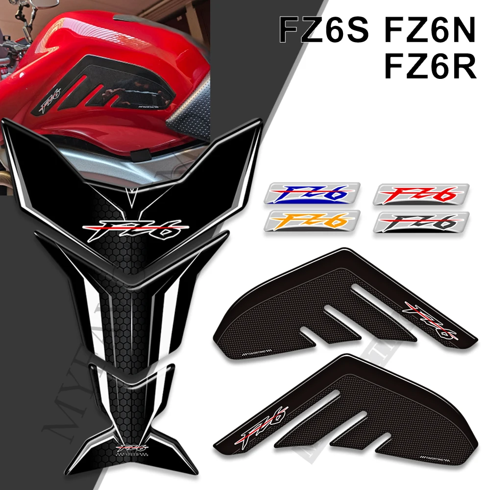 For Yamaha FZ6 S FZ6N Fazer FZ6R FZ 6 Side Fuel Oil Kit Knee Tank Pad Stickers Motorcycle Protection Decals