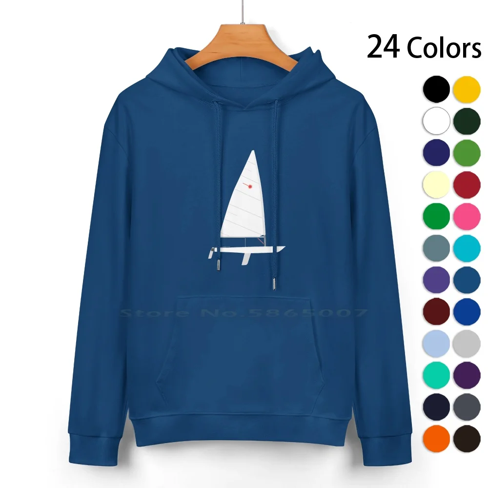 

Laser Sailboat Pure Cotton Hoodie Sweater 24 Colors Laser Sailing Boating Sailboat Water Racing Regatta Dinghy 100% Cotton