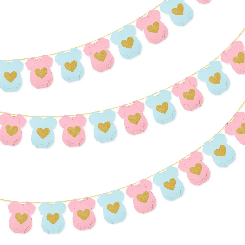 Baby-Shower Papiergirlande Kurzarm-Bodysuits Wäscheleinen-Girlande Geschlechtsenthüllungs-Geburtstagsbanner Baby-Outfit Banner Flaggen-Dekoration – Detail 4