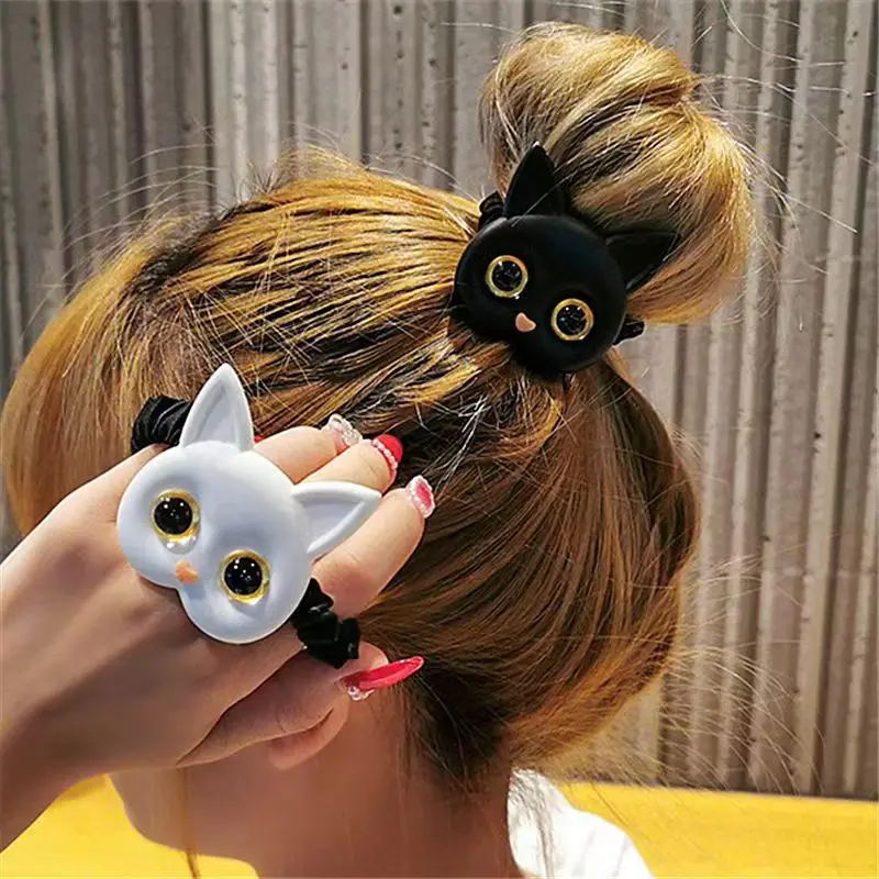 2023 Fashion Women Cute Cat Rubber Bands Elastic Hair Bands Korean Headwear Children For Girls Lovely Hair Accessories Ornaments