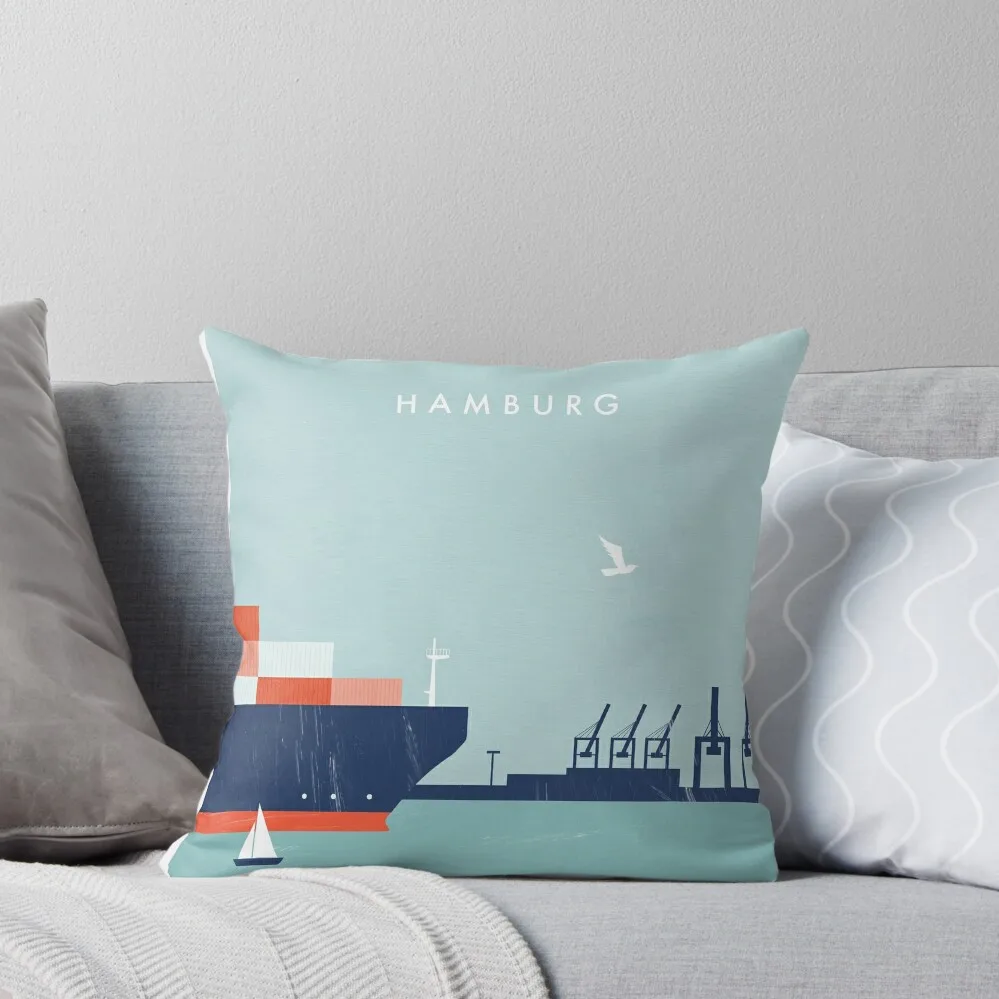 

Hamburg Travel Poster Throw Pillow Pillowcase Cushion Decorative pillow case