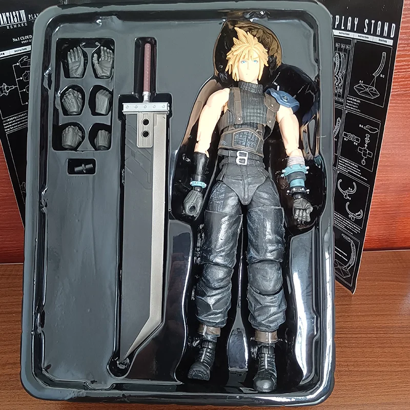 Экшн-фигурка Play Arts Kai Cloud Strife, ремейк, меч, модель игрушек, 28 см, шарнирная Подвижная кукла, подарок на день рождения