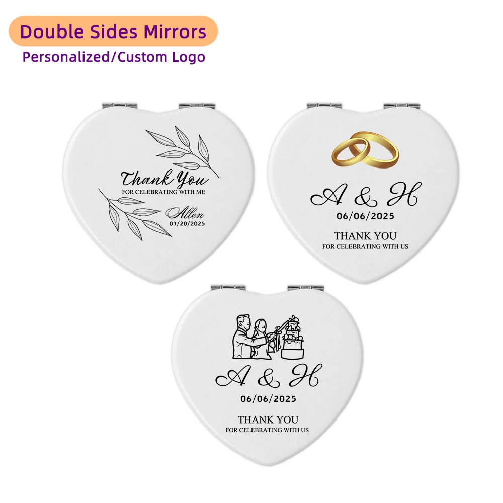 1 Pc Double Sided Heart Shape Mirror Magnifying Wedding Guest Bridemaid Souvenirs Party Favor Gifts Idea Personalized