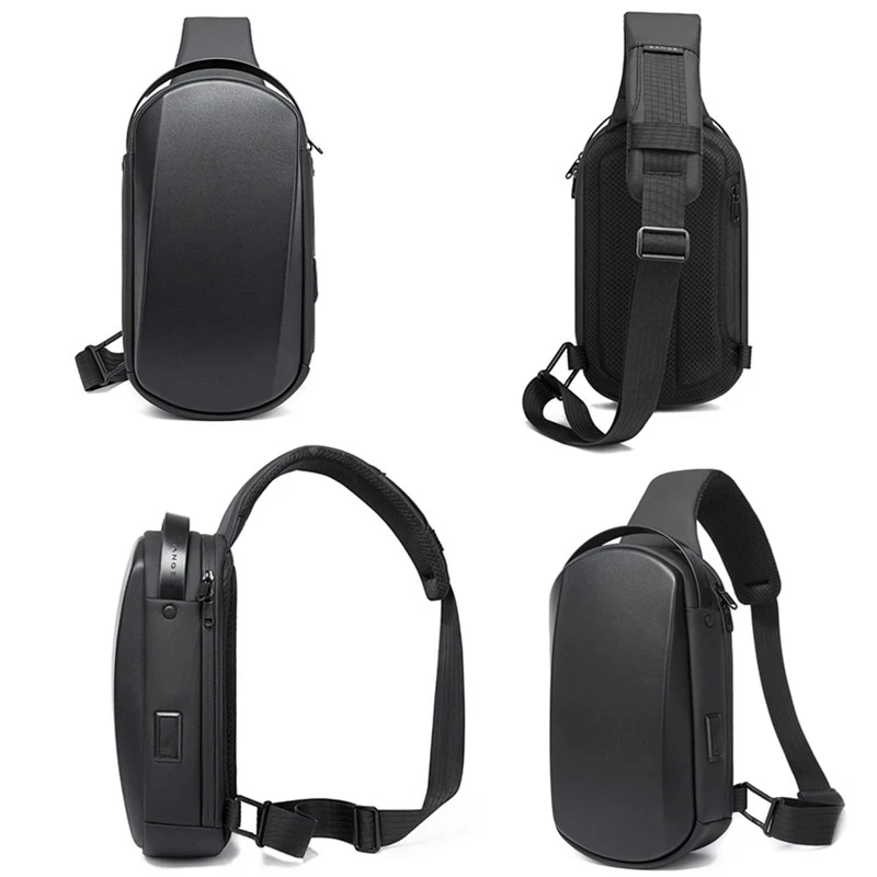 Waterproof Chest Bag Messenger Crossbody Bag with USB Charging for Men