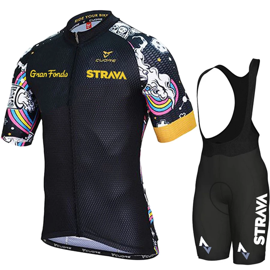 2024 Strvav New Men's Cycling Set Road Bicycle Breathable Cycling Suit Bib Shorts Cycling Set Summer Cycling Team Training Suit 4