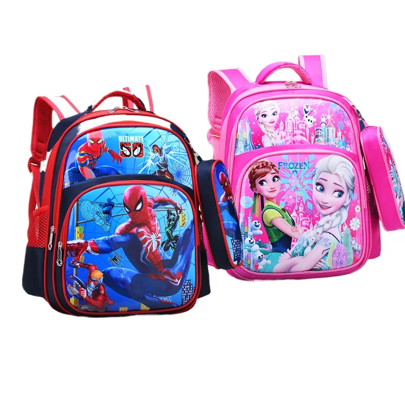 

Disney girls frozen Spider-Man backpack lunch Elsa bag pencil cartoon Avengers girl boy gift bag school student gift