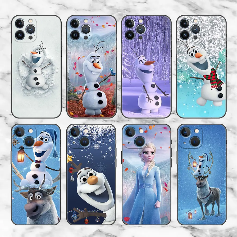 Custodia Per Apple Iphone 11 13 14 12 Pro 7 Plus Xr X Xs Max 6 6S 13Pro Max Telefono In Silicone Nero Funda Frozen Olaf