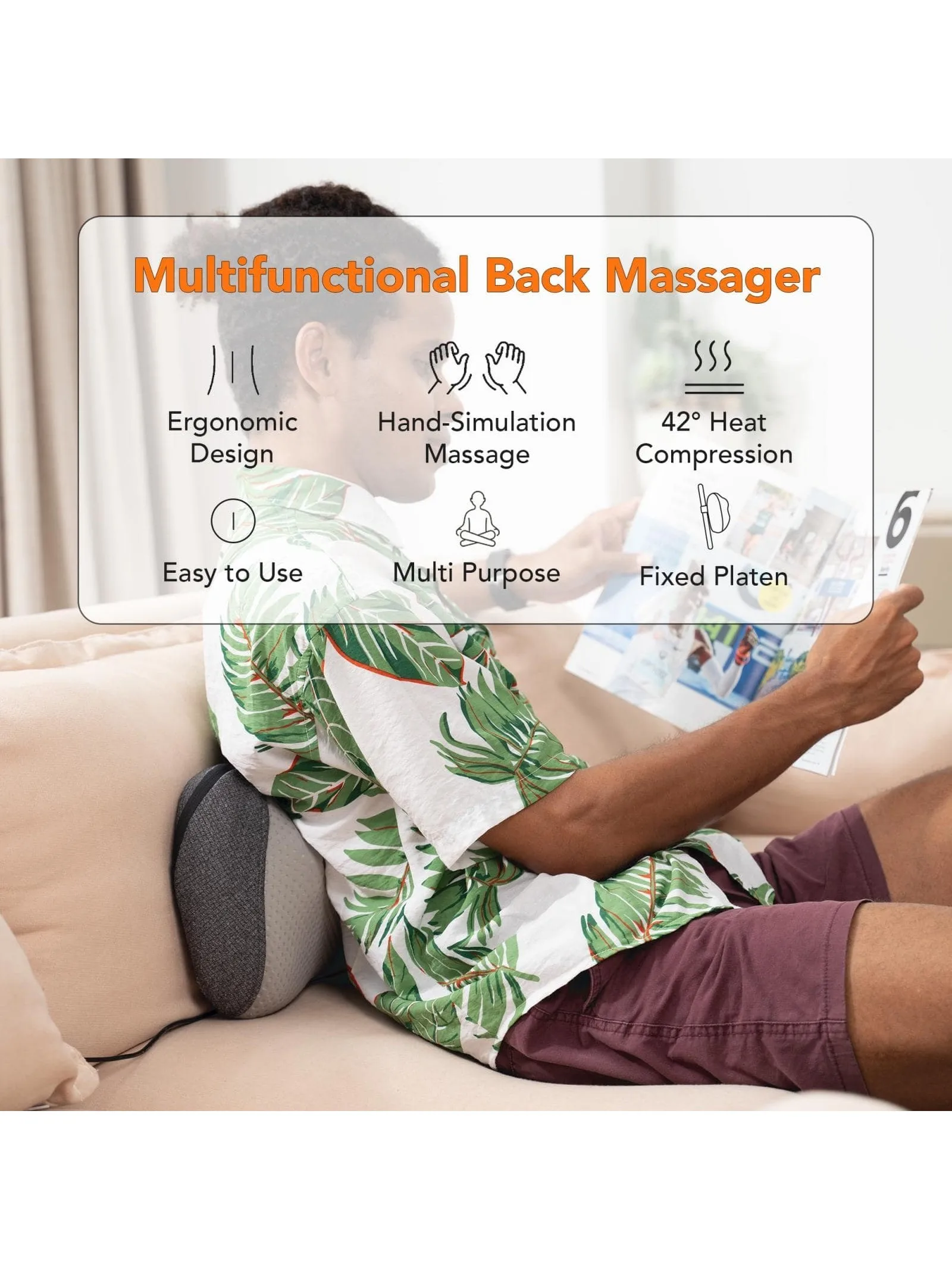 Breo-almohada masajeadora de espalda iBack2, silla de masaje