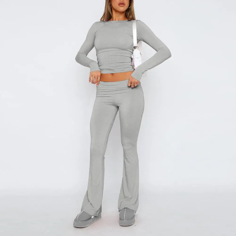

Повседневный Спортивный костюм из двух предметов, женская спортивная одежда в винтажном стиле, облегающая футболка и брюки с эластичной высокой талией для пилатеса