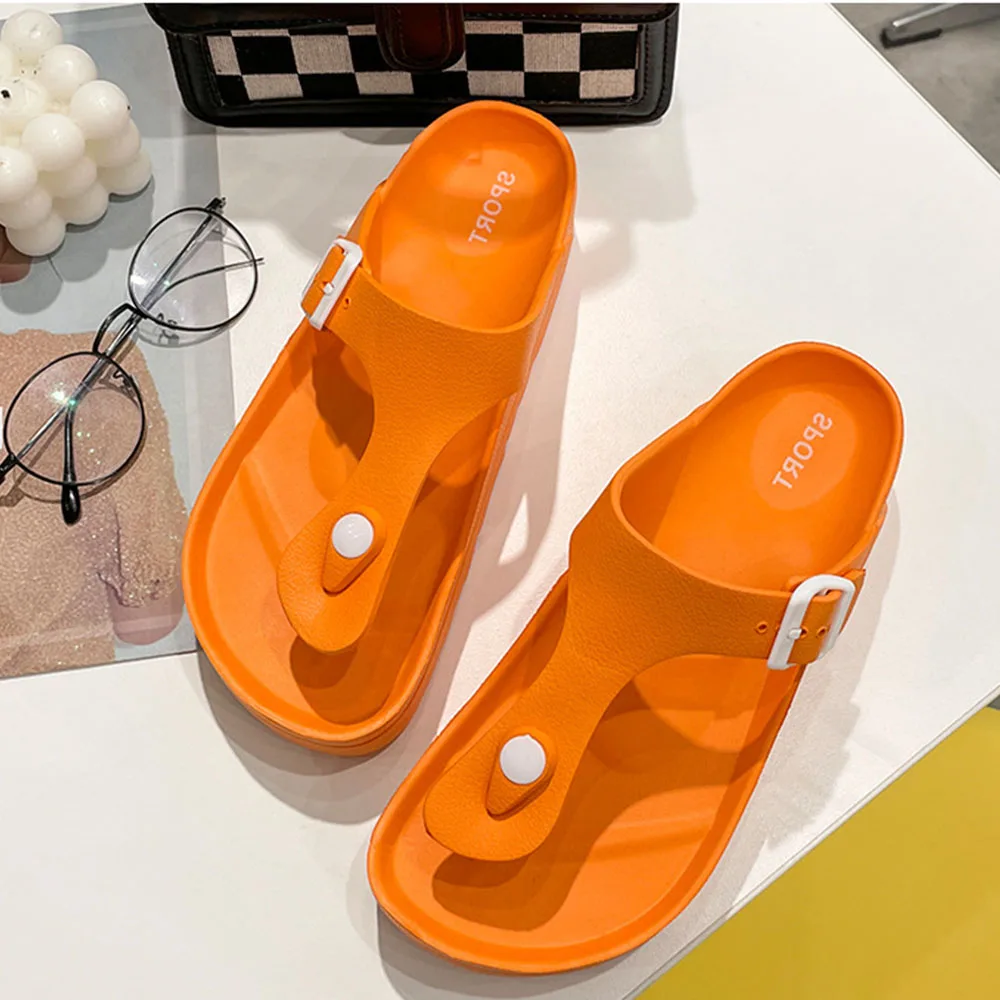 KIDMI New Women Flip-flops Sandals Outdoor EVA Waterproof Beach Sandals Thick Sole Cushioned Pool Shower Shoes Nonslip Sandals 2
