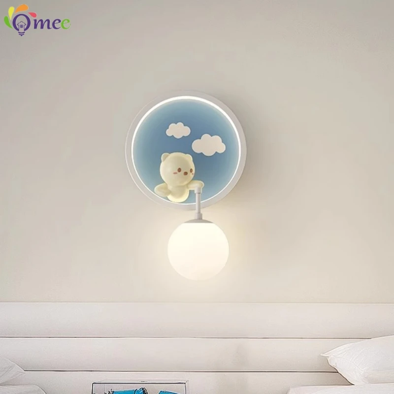Cute Girl Wall Lamps LED Pink Children's Room Princess Room Bedside Lamp Modern Warm baby Room Nursery Girl Bedroom Wall Lights