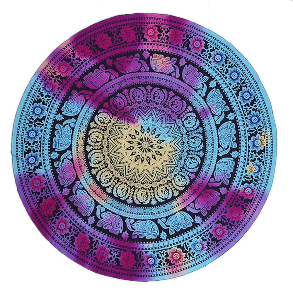 Yoga Mat Blanket Mandala Beach Towel Indian Large Lotus Printing Round Tassel Tapestry Totem Floor Pad For Decorative