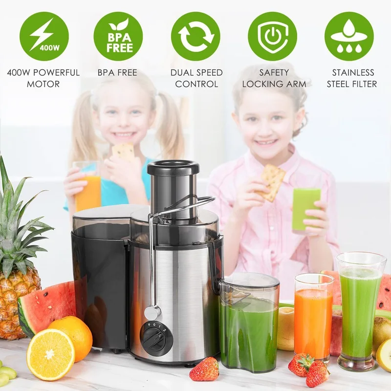 Juice Extractor 400W Ultra Centrifugal  Feed Fruit & Vegetable Juicer Dual Speed Control 304 Stainless Steel Filter Blade 1600ml 4