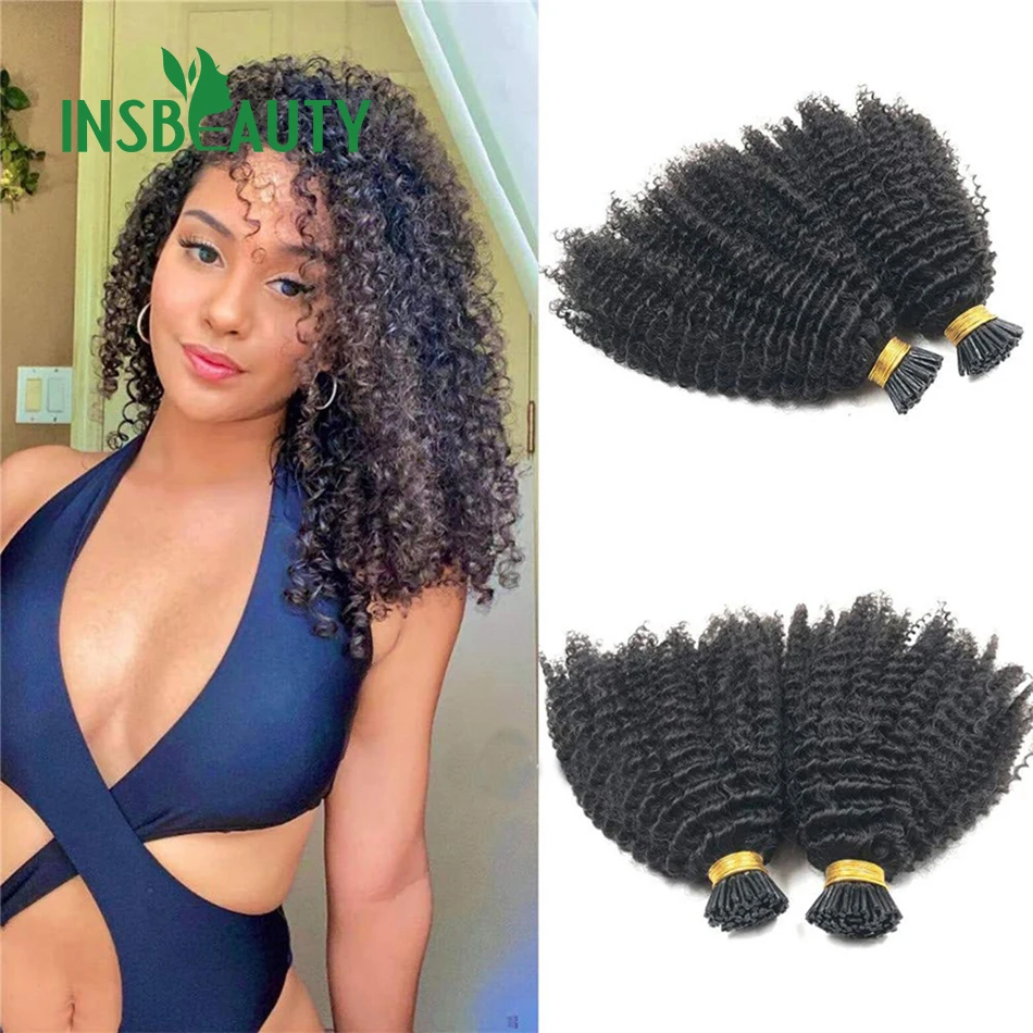 Kinky Straight I Tip Hair Extension Human Hair Brazilian Itip Human Hair Stick Tip Hair Extensions