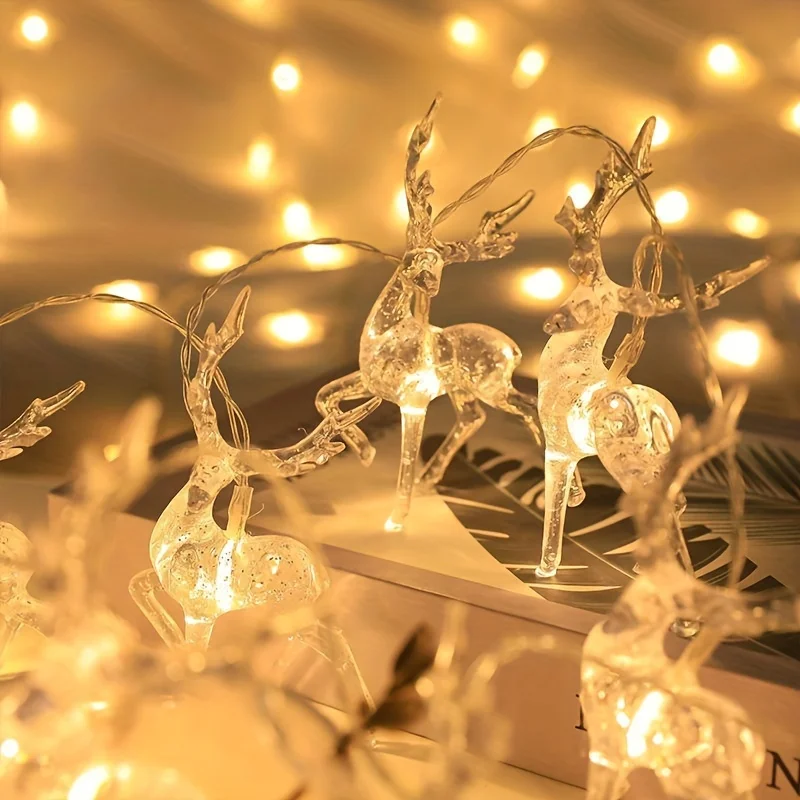 USB Christmas Reindeer String Lights LED Garland Fairy Lights for Christmas Tree Wedding Curtain Garland Garden Party Room Decor 2