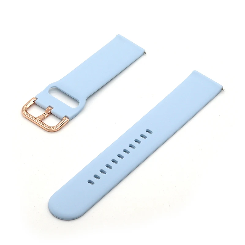 Rose Gold Buckle Silicone Wristband Strap, 20mm/22mm