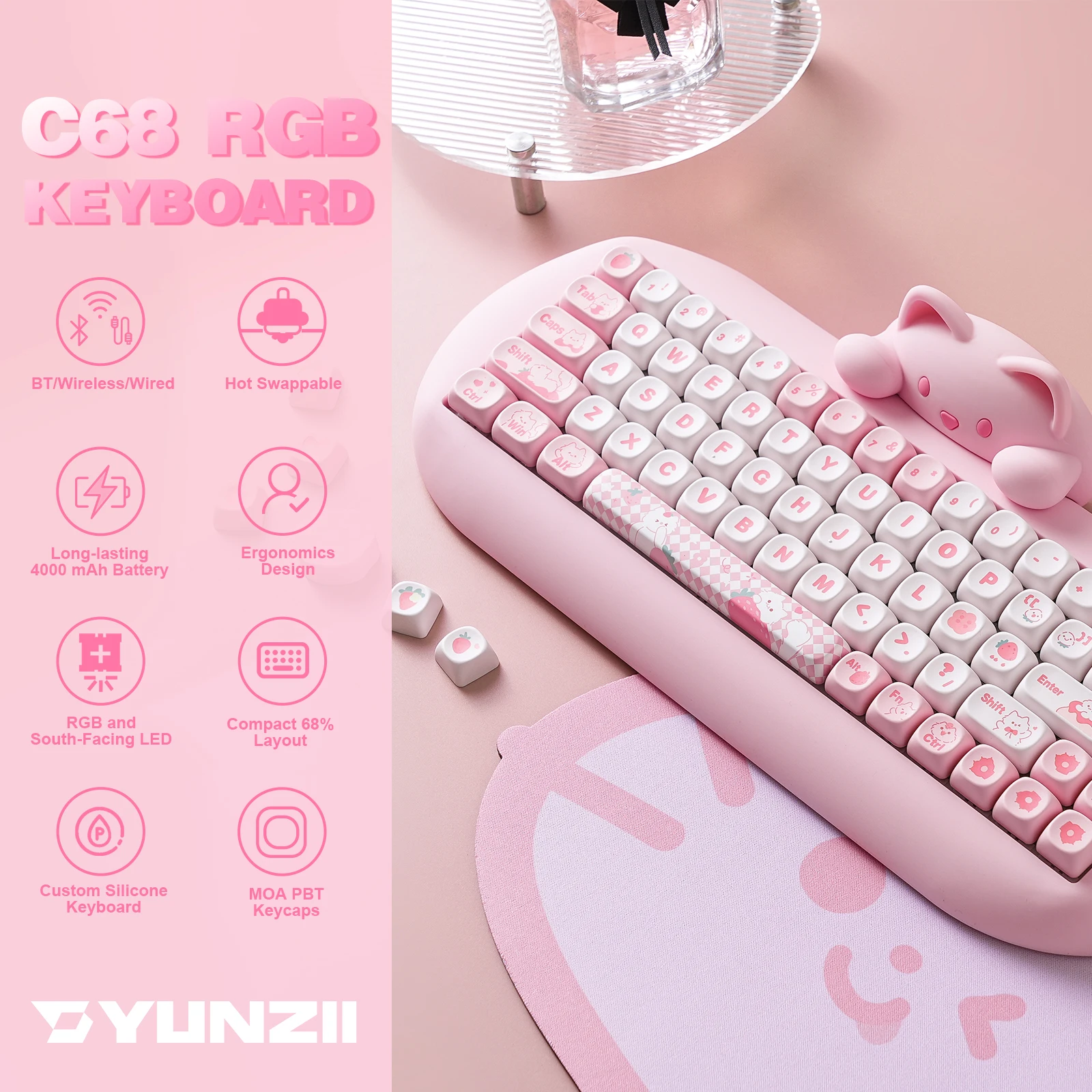 YUNZII C68 Cat Keyboard 2