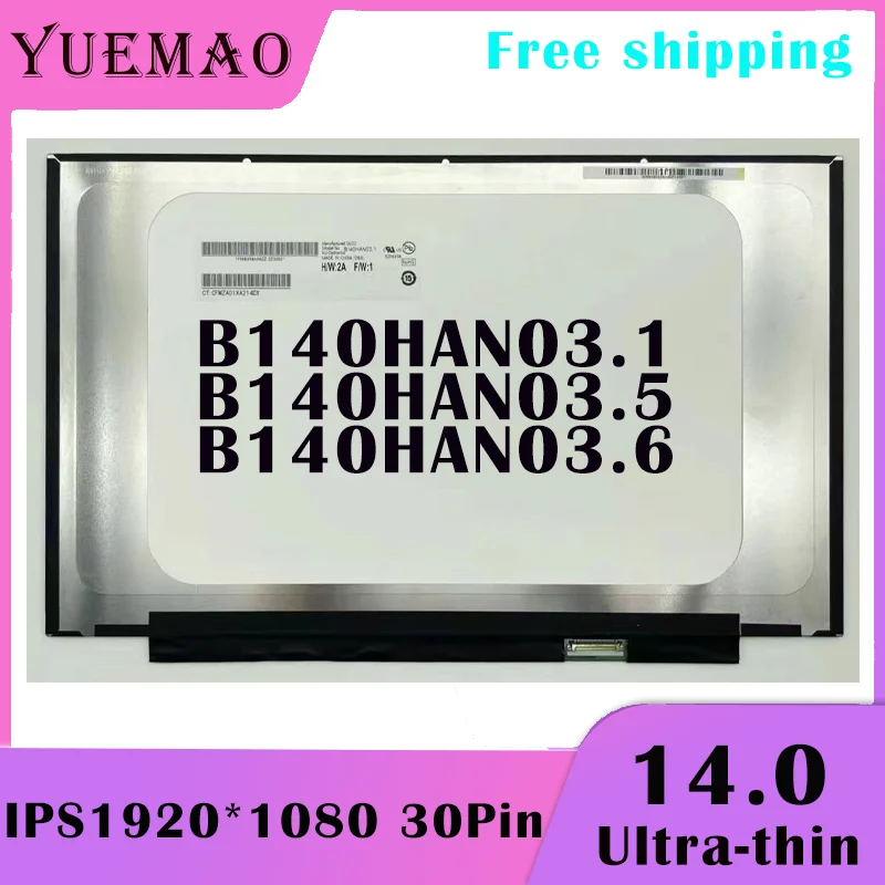 Tela do Laptop Lcd 1920*1080 5th B140han03.1 B140han03.5 B140han03.6 para Lenovo Thinkpad x1 Carbono 6th Gen 2023 2023 00ny435 14.0