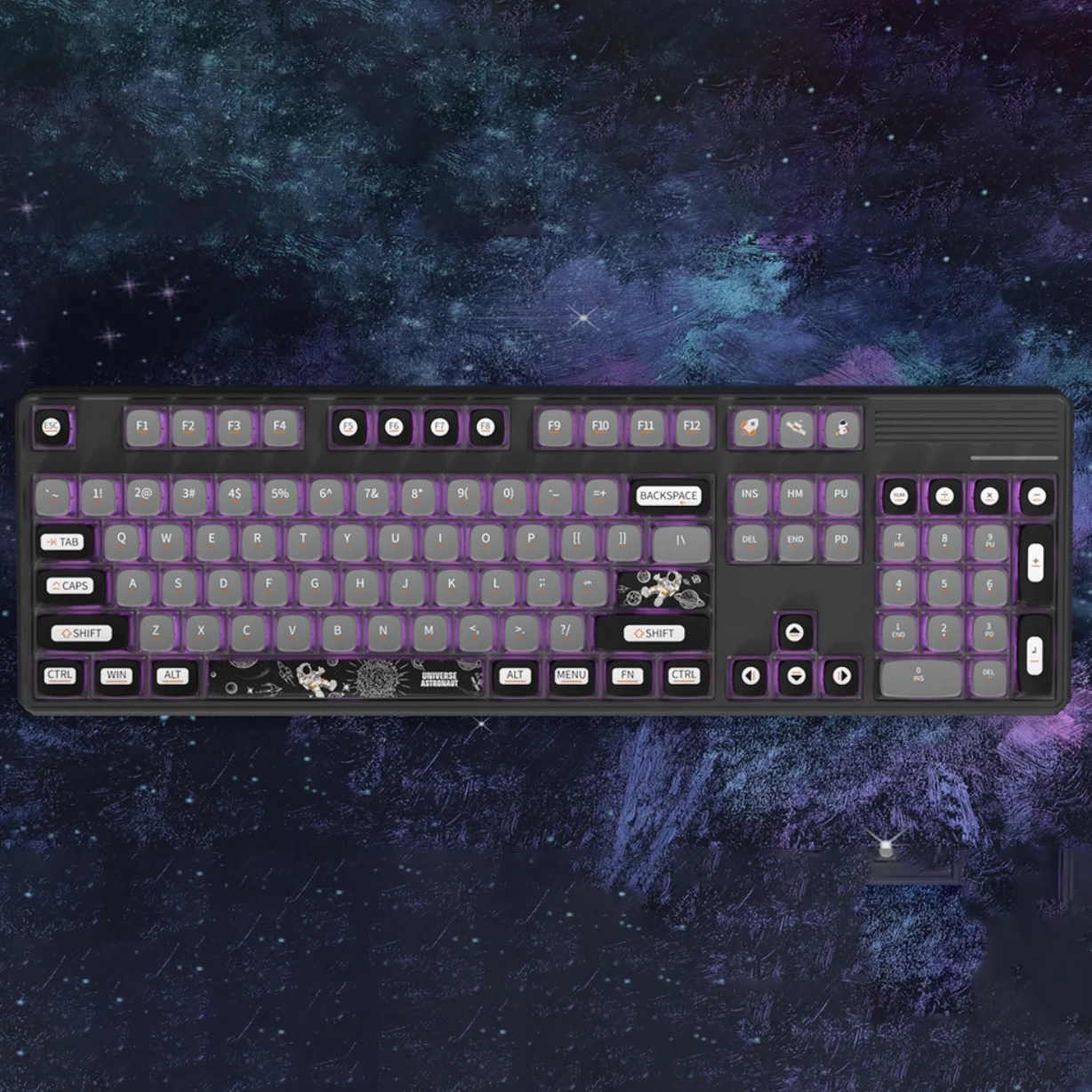 Keycaps do Pudim do Tema do Espaço para o Teclado Mecânico Lado Preto Claro Parte Superior de Tritone Pbt Símbolo da Sublimação da Tintura - Imagem 2