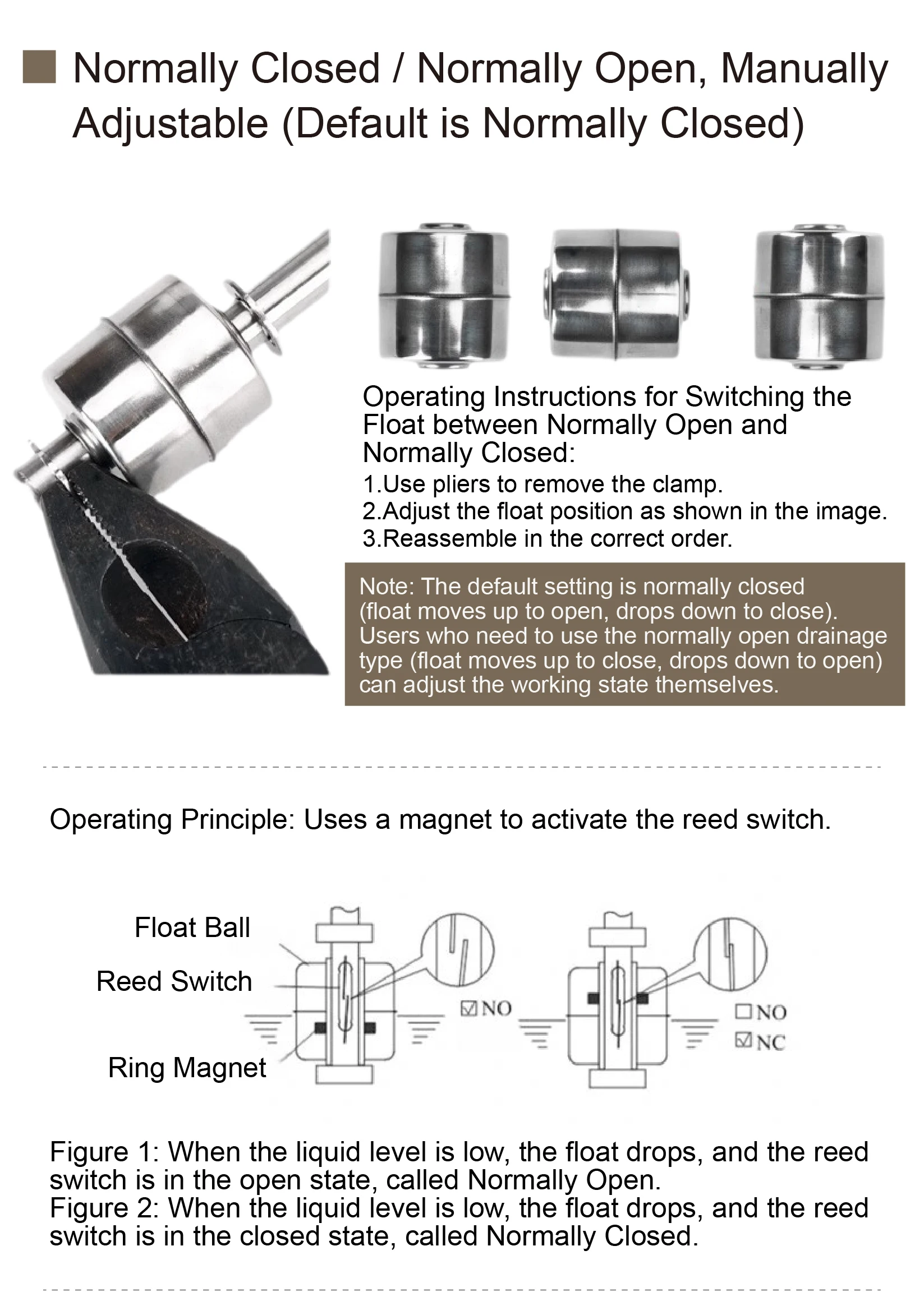 Hirschmann Float Level Switch Stainless Steel Liquid Water Oil Sensor Reed Magne