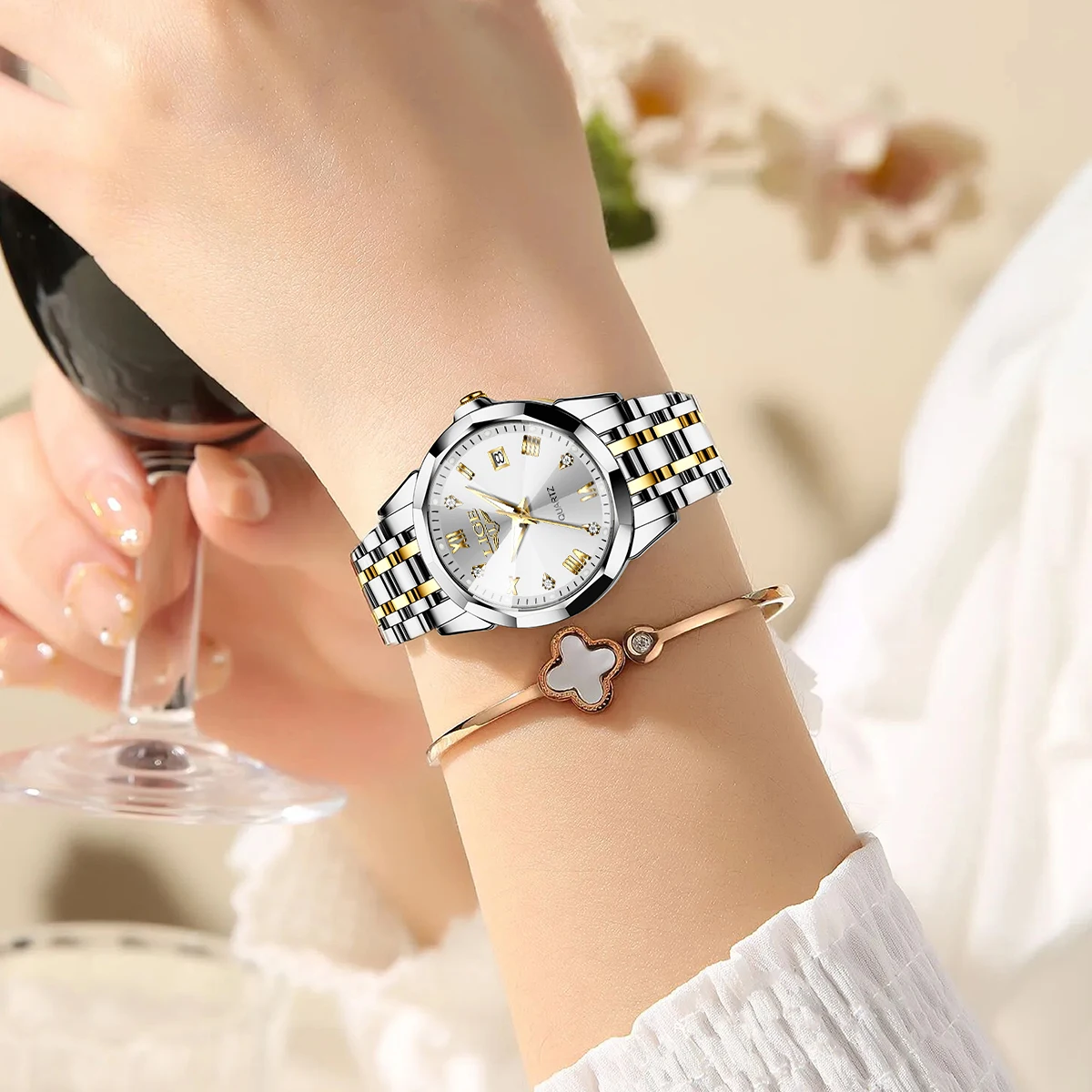 LIGE New Fashion Watch for Women Creative Steel Waterproof Women's Watches Elegant Original Luxury Ladies Quartz Wristwatch