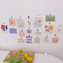 

Korean Ins Cartoon Cute Flower Postcards Simple Style Background Wall Sticker Decorative Card Kawaii Photo Props 17 Sheets