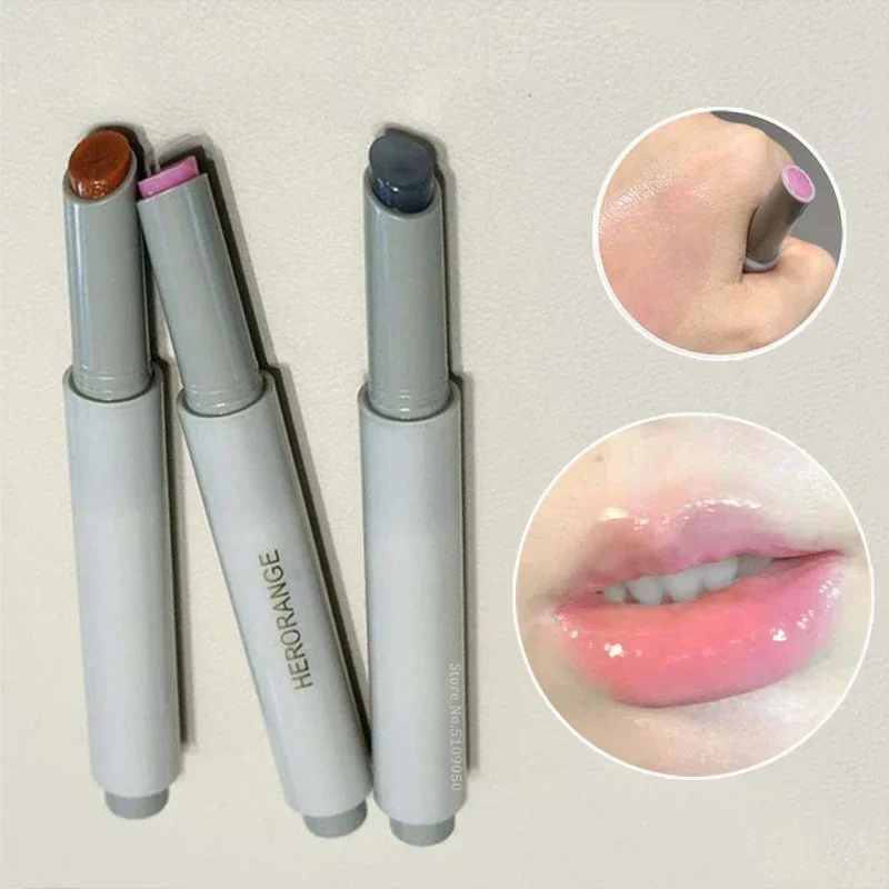 Jelly Blue Solid Lip Balm Moisturizing Watery Mirror Orange Pink Clear Glitter Press Lipstick For Dry Lip Care Nourishing Repair