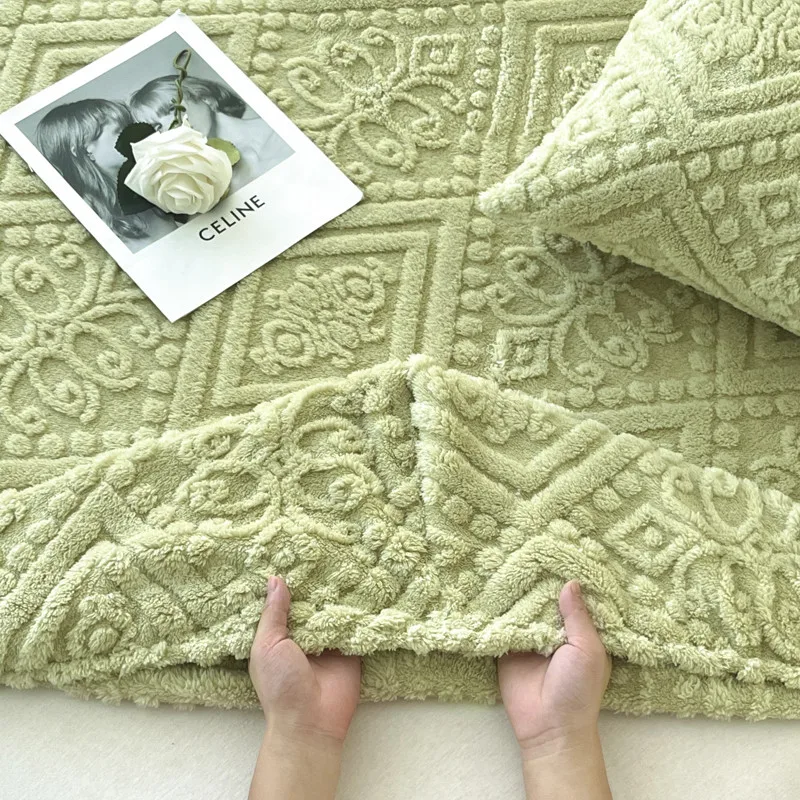 1pc Jacquard Spannbetttuch Geprägte Samt Matratzenbezug Weiche Winter Wärme Bettwäsche Europäischen Hause Matratze Schutz Bettdecke – Detail 6