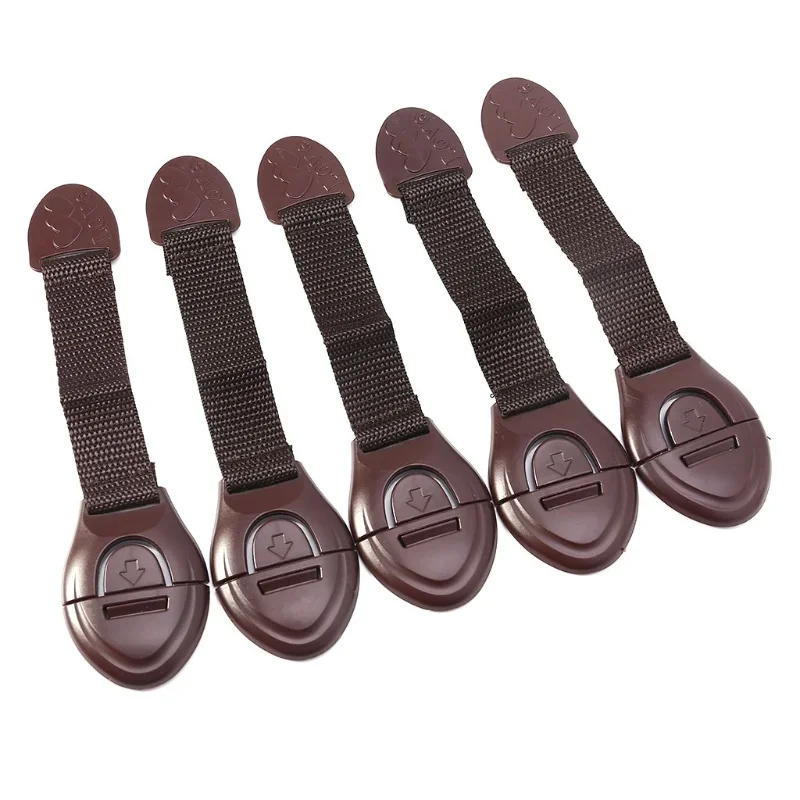 Brown Cabinet Safety Lock 5pcs/lot For Baby Furniture Door Drawer Lock Refrigerator Safety Locks Child Proof Infant Protector