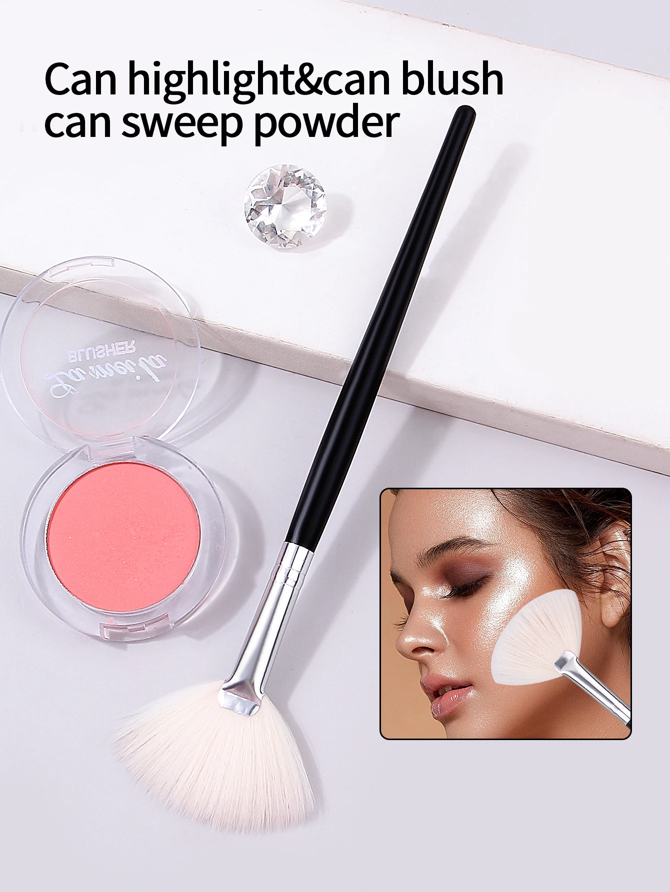 brocha resaltadora de alta calidad, accesorios de maquillaje