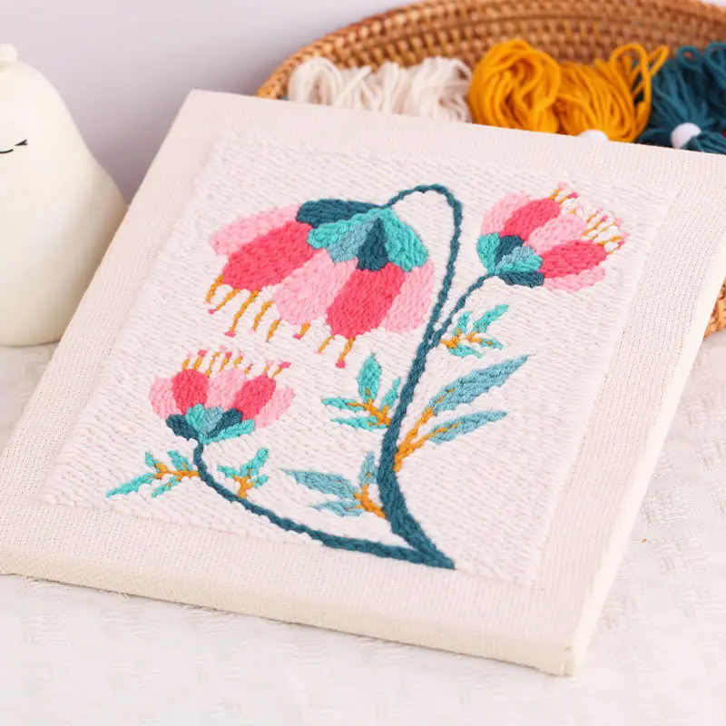 Embroidery Punch Needle Kit Frame with Pattern Threader Yarns Pinch Rug Punch-embroidery set embroidery kits embroidery fabric embroidery tool