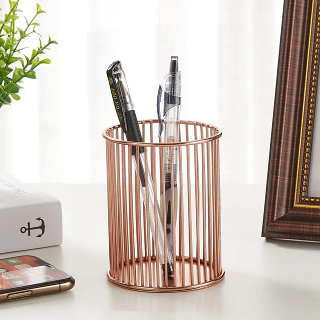 Cosmetics Makeup Brushes Storage Box Cylindrical Case Storage Lipstick Brush Pen Holder Organizer Wrought Iron Pen Storage 5