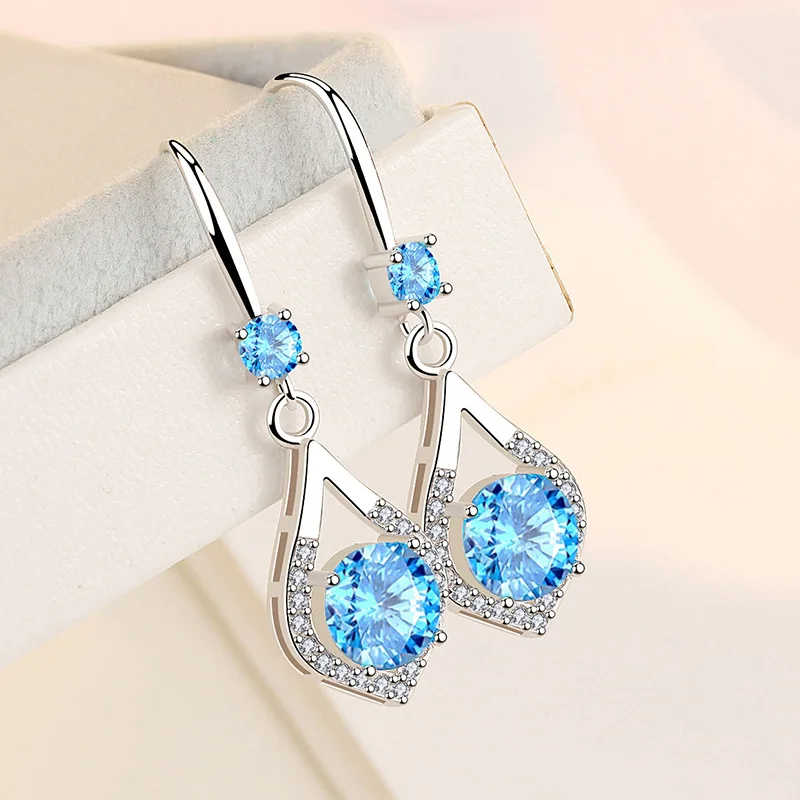 Fine Jewelry 925 Sterling Silver Earrings Inlaid With Zircon Crystal Flower Earrings Charm Jewelry For Women Gift Engagement Wed - 2