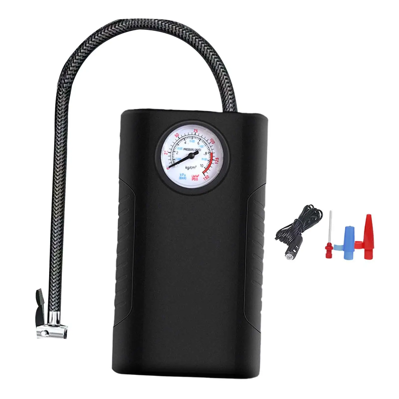 Electric Corded Car Tire Air Compressor Inflator Compact with 3 Valve Adaptors Air Pump for Car Motorcycles Multifunctional