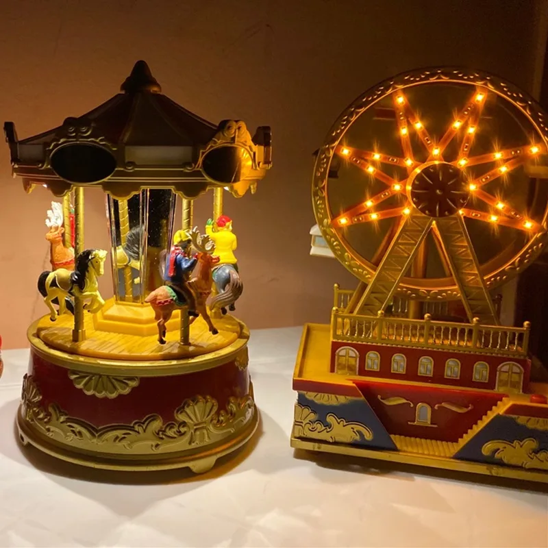 Merry Go Around Up And Down Carousel Music Box With LED Lights Gift for Girls Kids Christmas Birthday music box carousel music box
