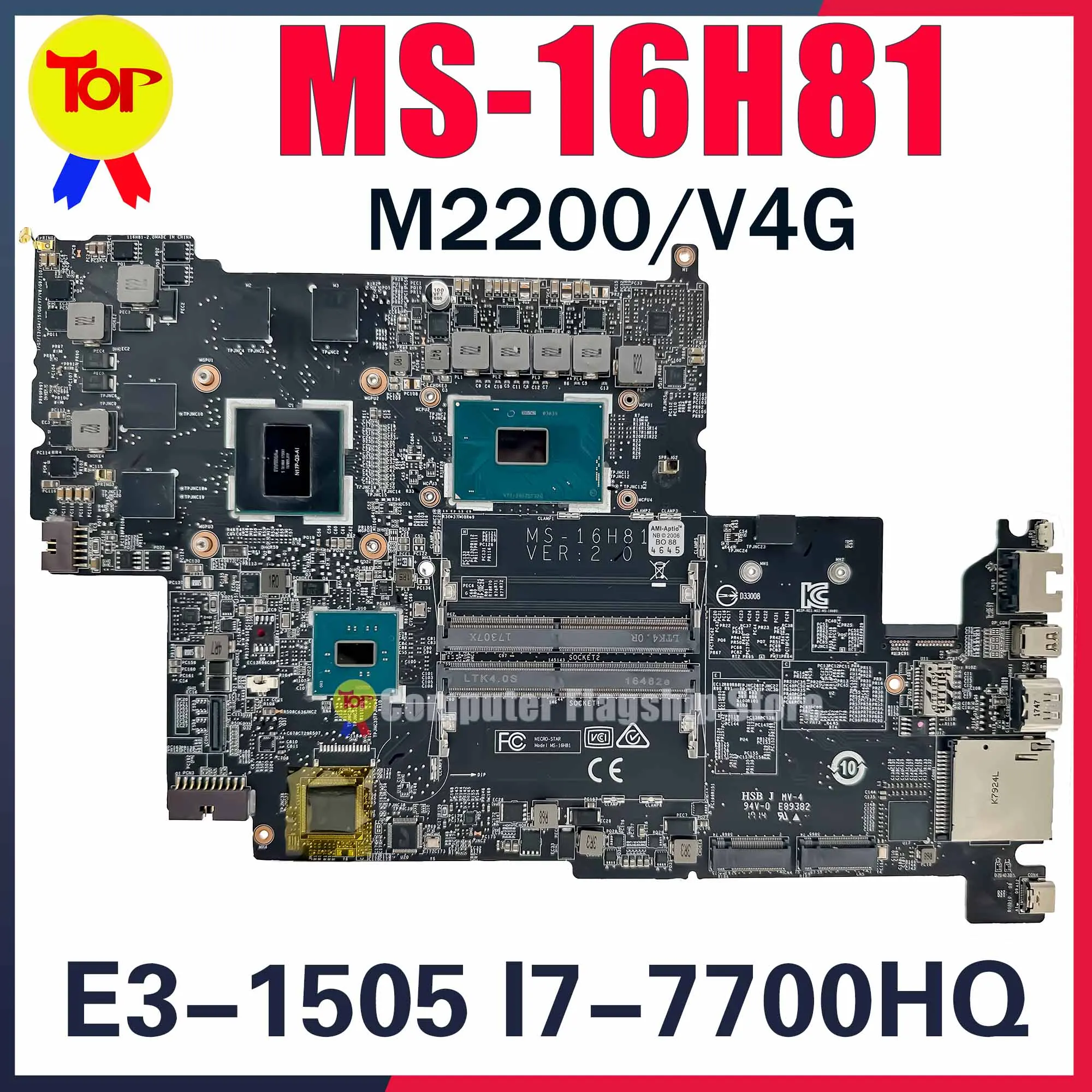 

MS-16H81 Laptop Motherboard For MSI WS60 GS60 Ghost PRO Xeon E3-1505M I7-7700HQ Quadro M2200 Mainboard 100% Testd Fast Shipping