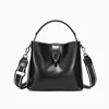 Real Oil Wax Leather Women's Bucket Bag Casual and Simple Handbag Large Capacity Ladies Cowhide Fashionable Crossbody Tote Bag 2