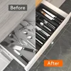 Black Ware Organizer Holder For Party Adjustable Utensil Tray For Drawers Expandable Cutlery Holder Kitchen Drawer Utensil Tray 3