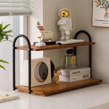 Retro Desktop Bookshelf Simple Multi-layer Small Bookshelf for Home Office Storage and Organization Shelf Living Room Furniture