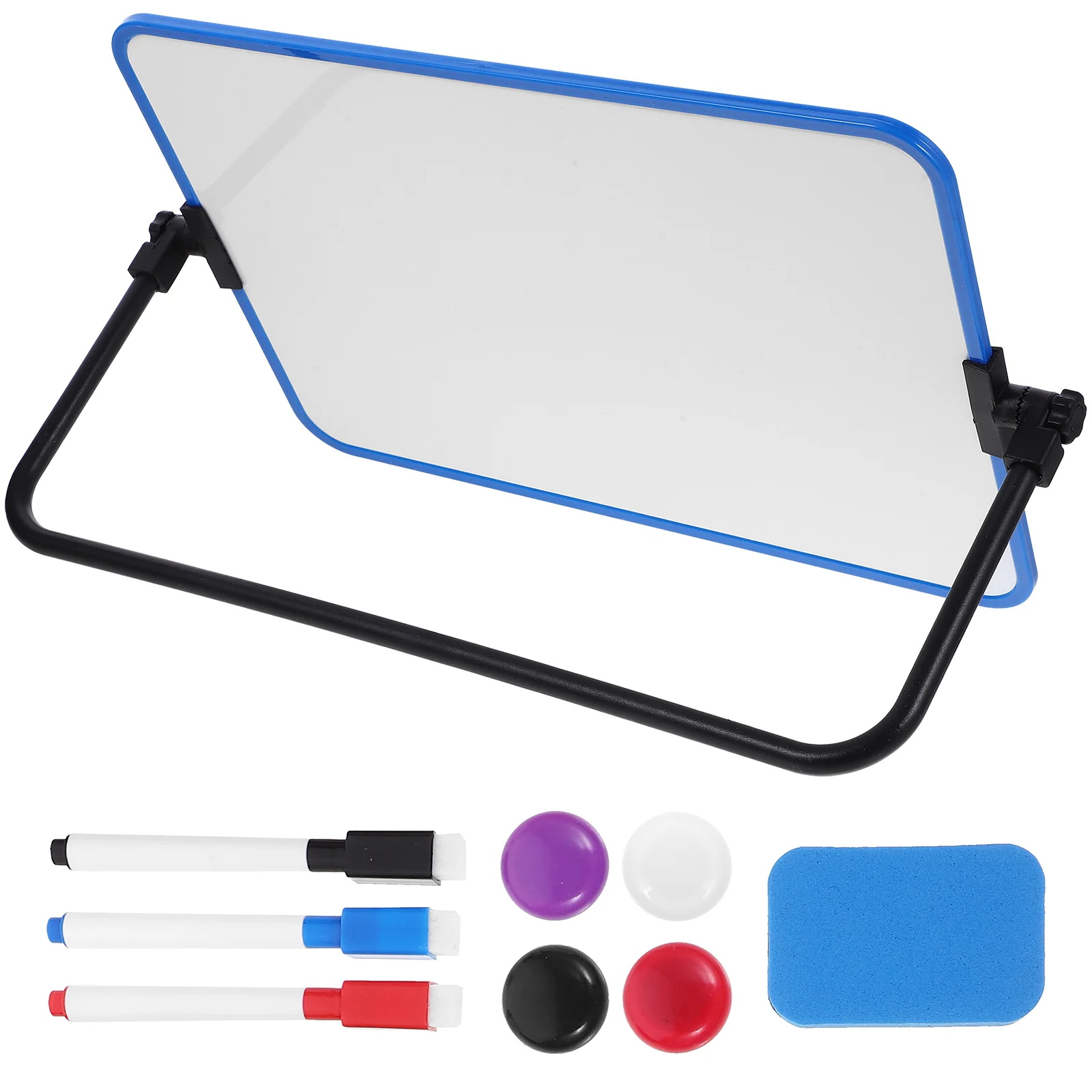 Double-Sided Magnetic Whiteboard Dry Erase Portable Calendar Office Note Message Stand (Blue) Writing Tablet with Pp Rest