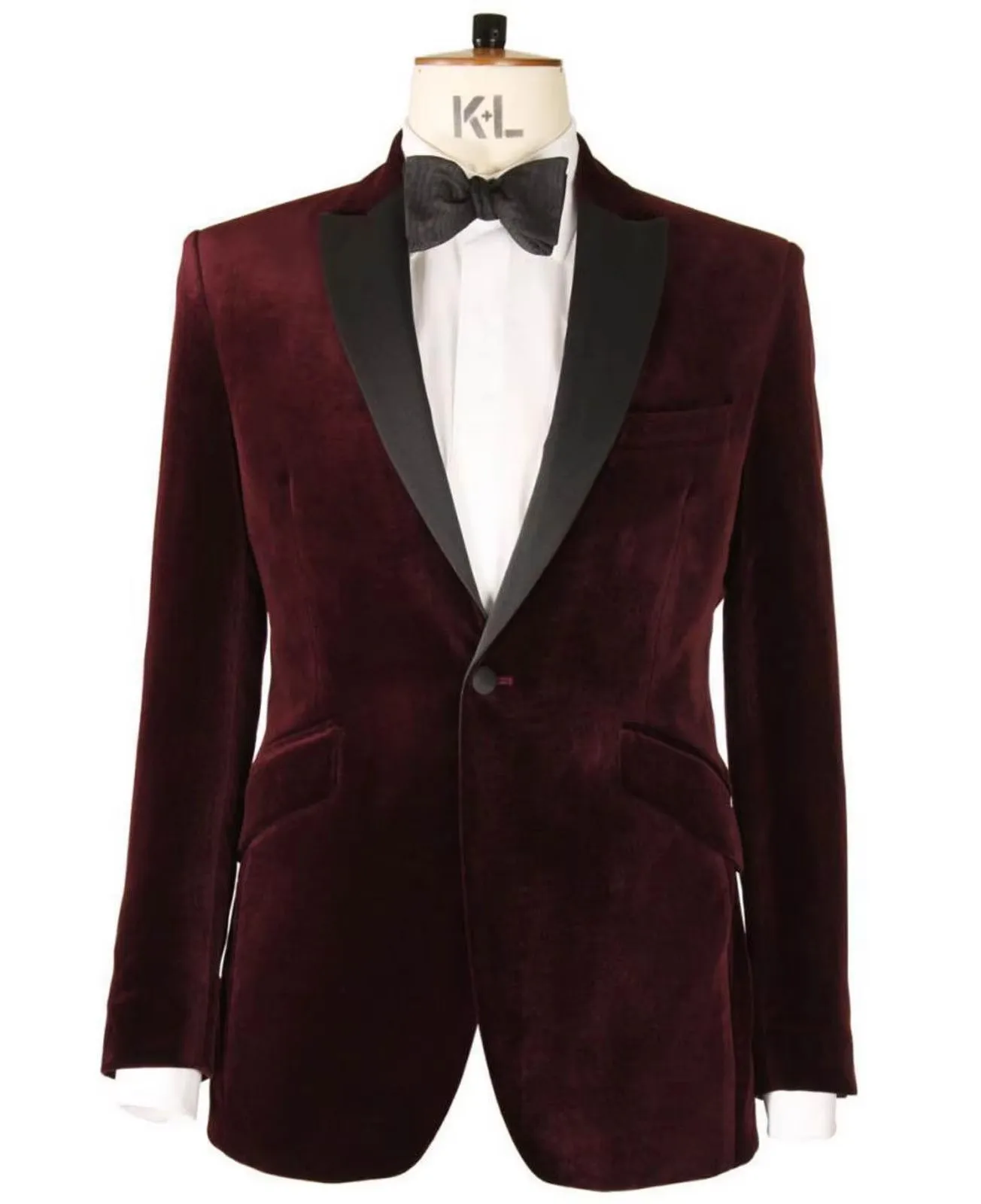 Burgundy Velvet Wedding Men's Suit Blazer Velvet Premium One Button Slim Fit Coat Peak Lapel Jacket for Party Prom