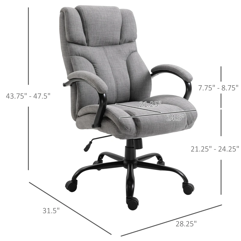 500 lb Tall Office Chair, Wide Seat, Ergonomic Executive Computer