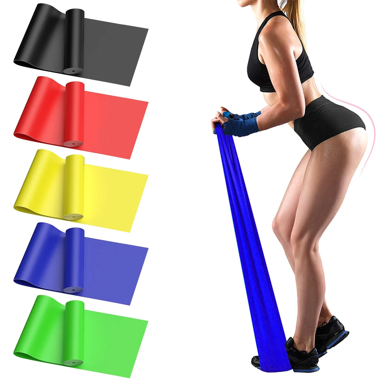 2PCS TPE Yoga Elastic Band Exercise Resistance Bands Pilates Stretch Loop Rubber Band Fitness Workout Training Pull Rope for Gym