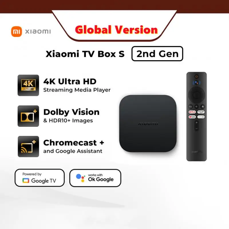 World Premiere Global Version Xiaomi Mi TV Box S(2nd Gen) 4K Ultra HD BT5.2  2GB 8GB Google TV Google Assistant Smart TV Box