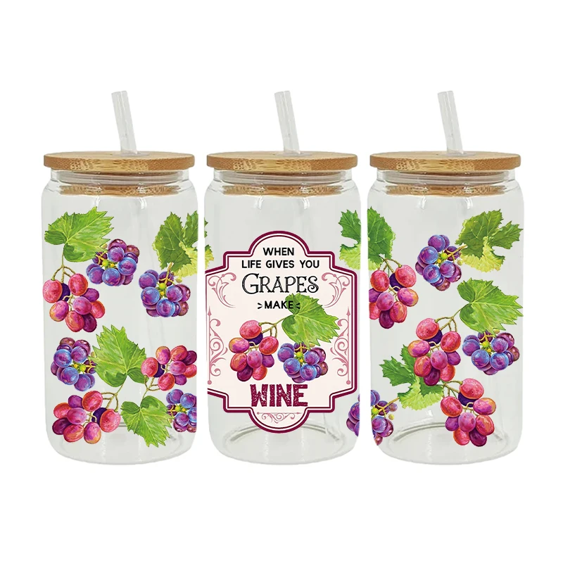 UV DTF Transfer Sticker Fruit For The 16oz Libbey Glasses Wraps Bottles Cup Can DIY Waterproof Decals D22046