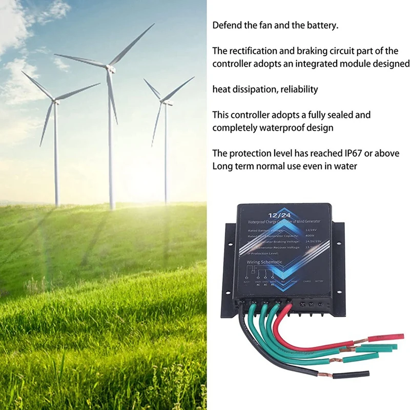400W 12V 24V Wind Turbine Charge Controller Mini Wind Turbine Generator Controller Generator IP67 Waterproof