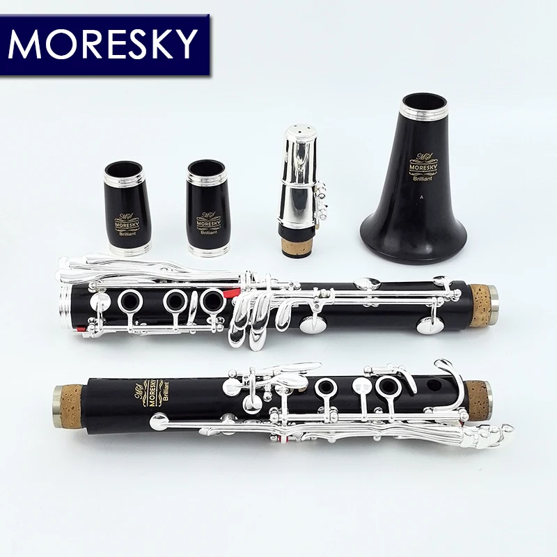 MORESKY Ebony Wood/Grenadilla Professional Clarinet A Silver Plated 19 Keys Klarnet &middot;Brilliant
