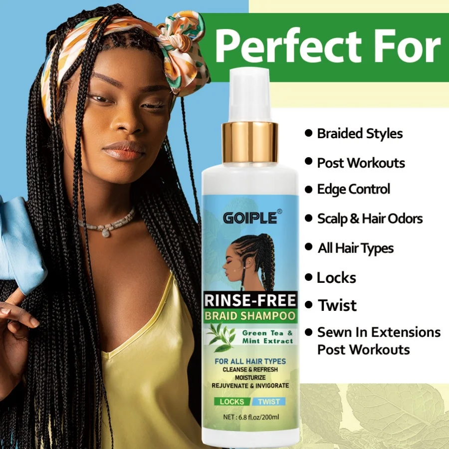 Braid Cleansing Care Set Dreadlock Shampoo for All Hair Types Braiding Mousse Rosemary Oil for Moisturizing Hair Scalp Soothing 4